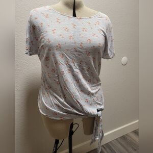 Ann Taylor M Linen Short Sleeved Tie Front Top